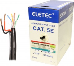 Витая пара с жилами питания 2x0.75 мм, 4PR, UTP, CAT5e, медный, уличный, черный