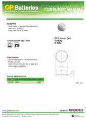Батарейка литиевая GP Lithium СR2025 3V