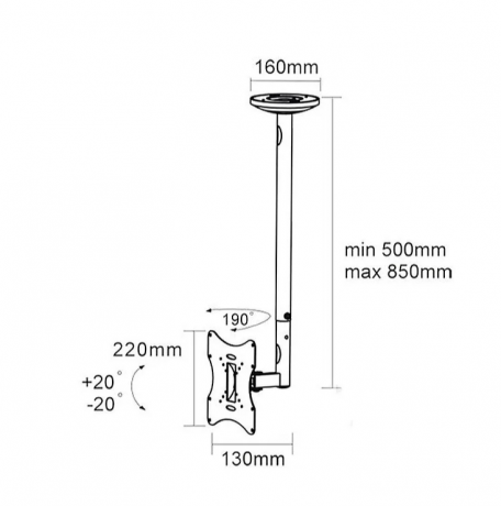 Кронштейн потолочный UNITEKI LCD2101, наклонный, VESA до 200х200