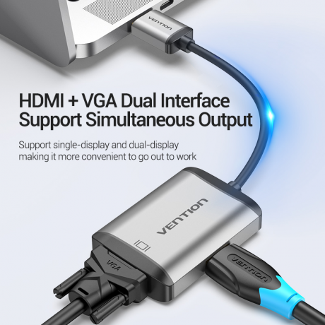 Преобразователь видеосигнала Vention HDMI => VGA + HDMI + Audio