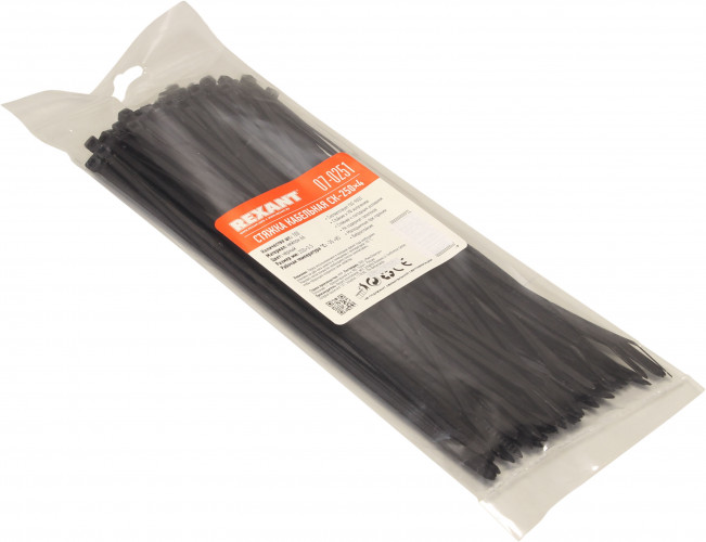 Стяжка кабельная REXANT 200х3,6 мм., 100 шт., белый