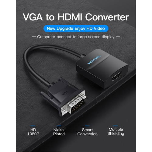 Преобразователь видеосигнала Vention VGA => HDMI + audio + Micro USB