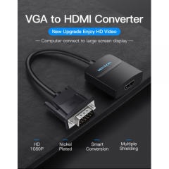 Преобразователь видеосигнала Vention VGA =&gt; HDMI + audio + Micro USB