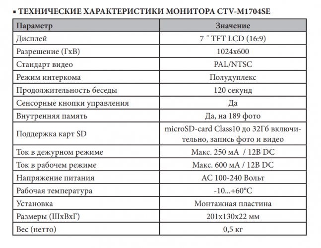 Монитор видеодомофона CTV-M1704SE (золото|серебро|прованс) (960H) 7" IPS, механические кнопки