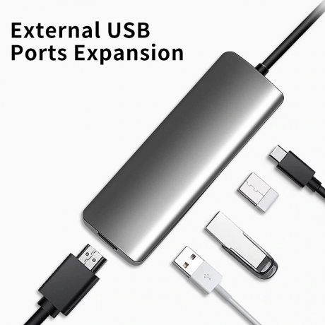 Преобразователь Snowkids USB-C to HDMI + USB 3.0 x3, USB C с функцией Power Delivery