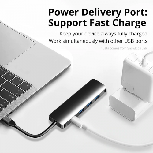 Преобразователь Snowkids USB-C to HDMI + USB 3.0 x3, USB C с функцией Power Delivery