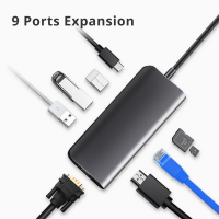 Преобразователь Snowkids USB-C to HDMI, VGA, RJ45, USB 3.0 x3, SD, Micro SD, USB C с функцией Power Delivery