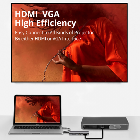 Преобразователь Snowkids USB-C to HDMI, VGA, RJ45, USB 3.0 x3, SD, Micro SD, USB C с функцией Power Delivery