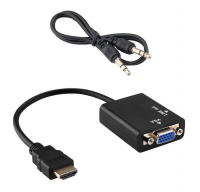 HDMI => VGA, из интерфейса HDMI преобразует сигнал для интерфейса VGA, 1080p + аудио выход 3.5"