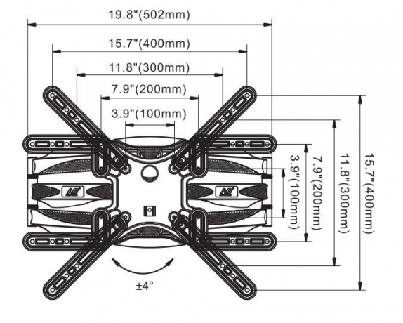 Кронштейн настенный NB P5, наклонно-поворотный, VESA 75x75 - 400х400