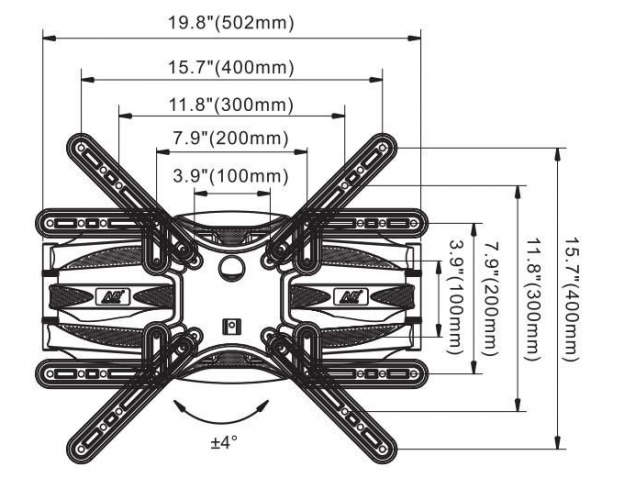 Кронштейн настенный NB P5, наклонно-поворотный, VESA 75x75 - 400х400