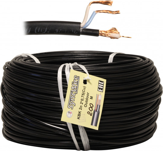 Кабель КВК-2П 2х0,75, черный, уличный