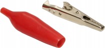 Разъем питания крокодил в силовой изоляции, красный L:50 мм.