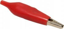Разъем питания крокодил в силовой изоляции, красный L:50 мм.