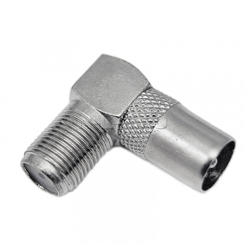 Разъем-переход F-мама - ТВ-папа (угловой, цинк) CADENA